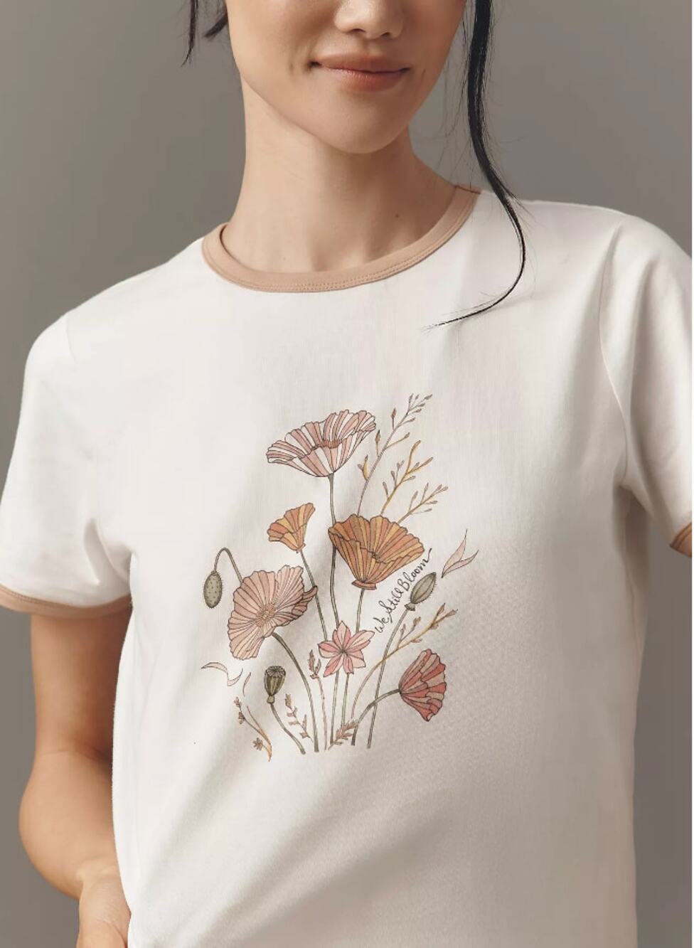 Porridge x Espie Munoz We Still Bloom Floral Ringer Tee White Brown Size S